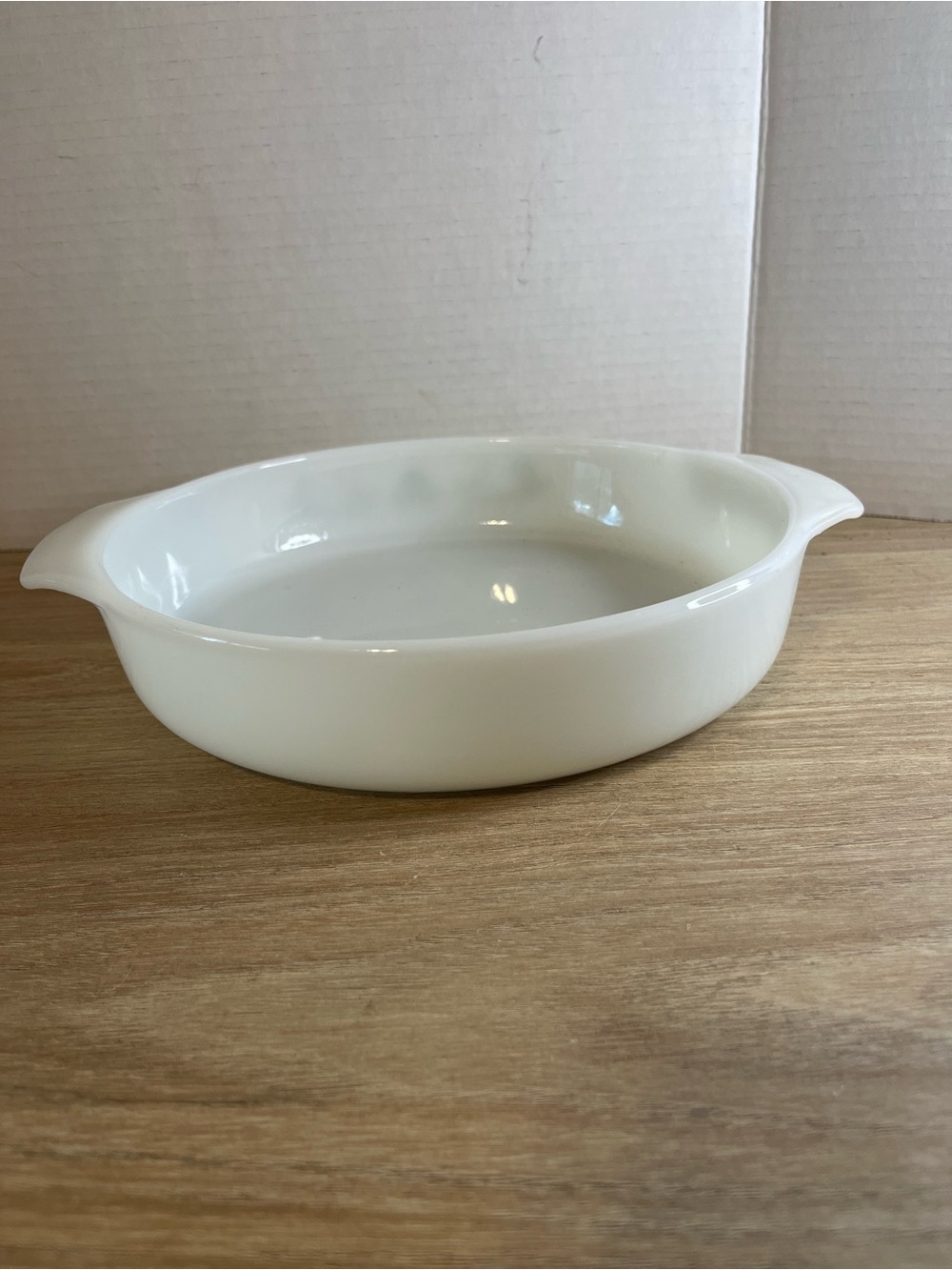 Vintage White Casserole Dish with Green Floral Pattern Fire King - Picture 3 of 10